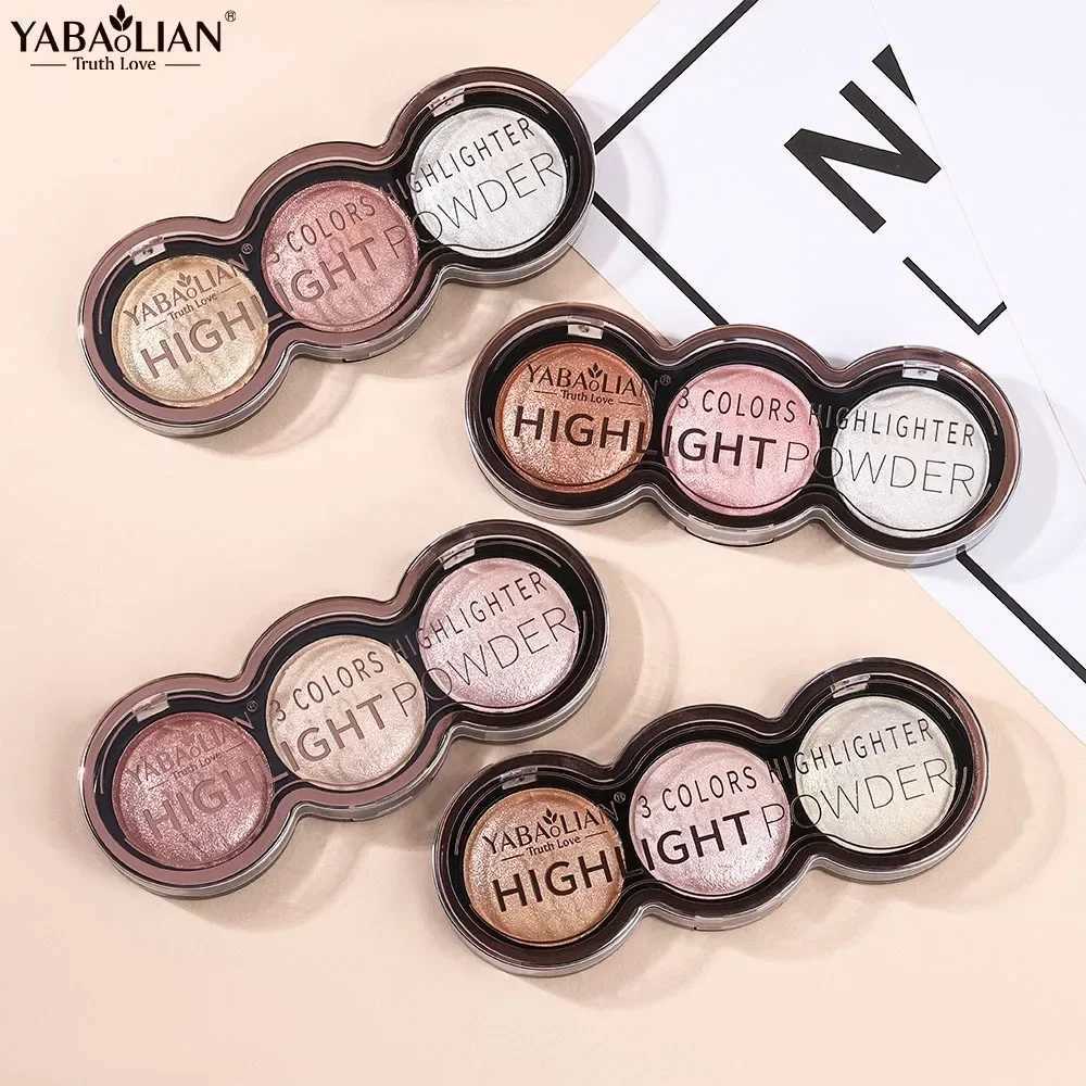 3 Colors High Gloss Highlighter Palette Makeup Face Brighten Contour B Waterproof Shimmer Powder Body Illuminator Cosmetics W250722