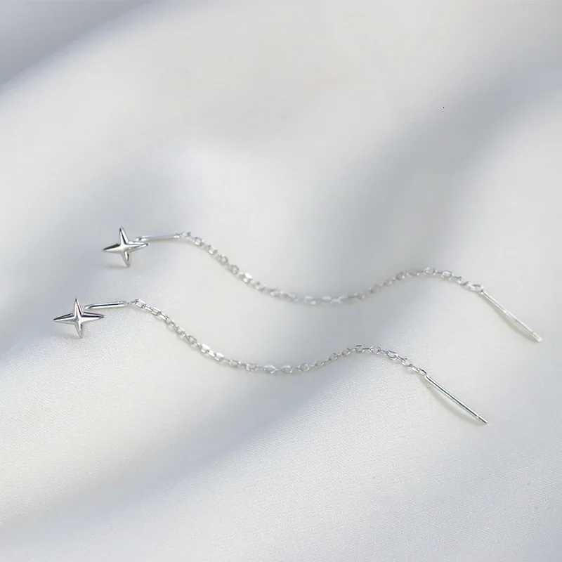 925 Silver Needle Star Line Earring for Women Tassel Drop Earring Long Chain Beads Piercing Earring Asymmetry Ear Jewelry XJ250722