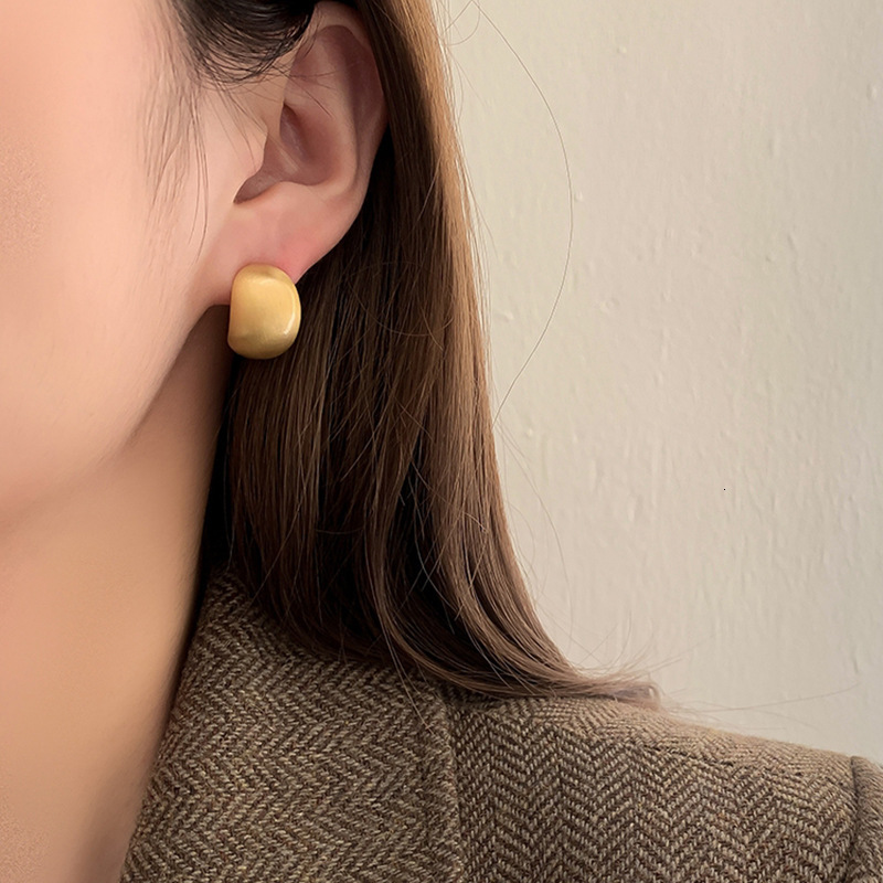 Sier Needle Minimalist Geometric Brushed Light Fashion Design Sense Elegant High-end Earrings for Women