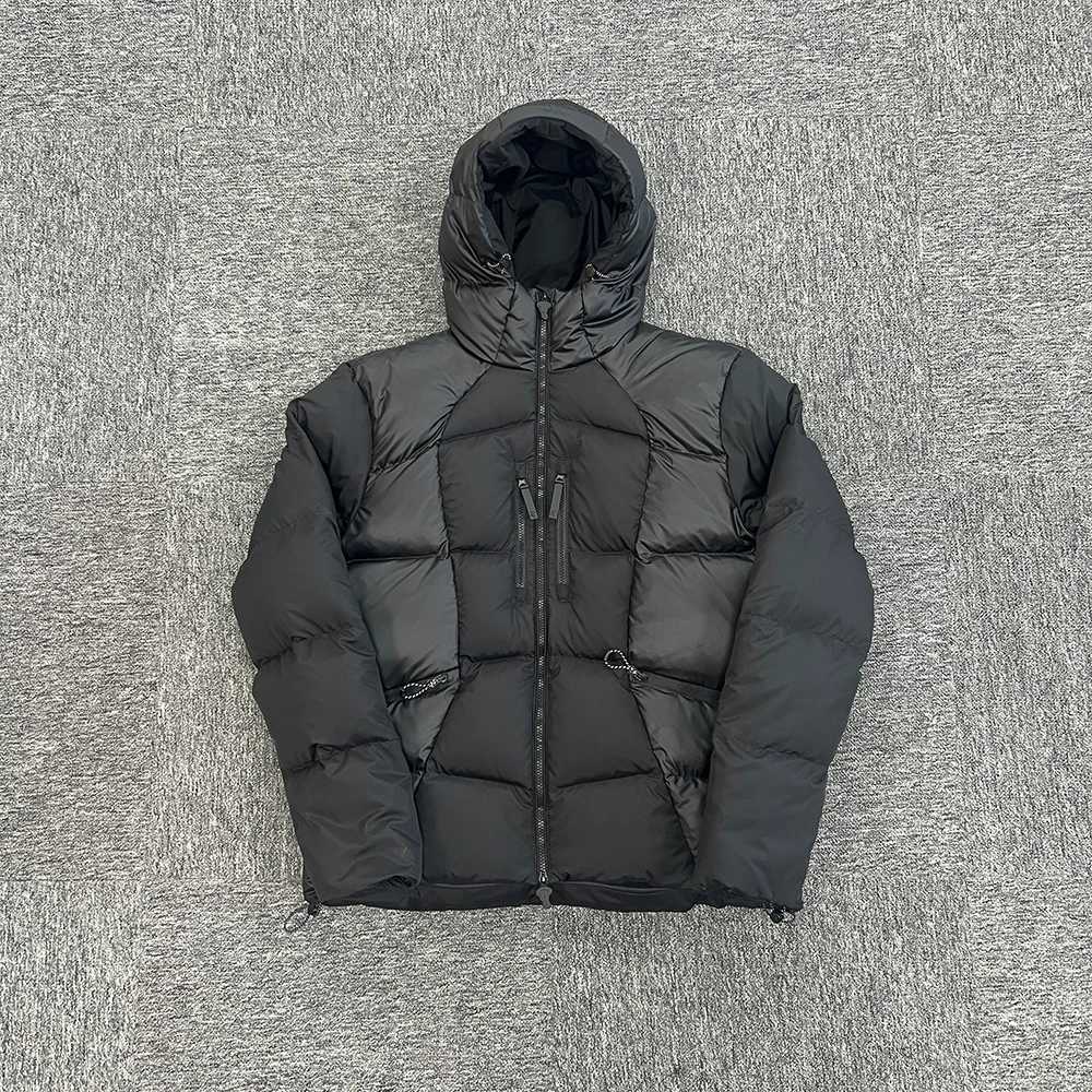 Wave Puffer Jacket Black Warm Mens Thick Winter Hoodie Casual Fashion Down Jacket Streetwear Clothing W250722