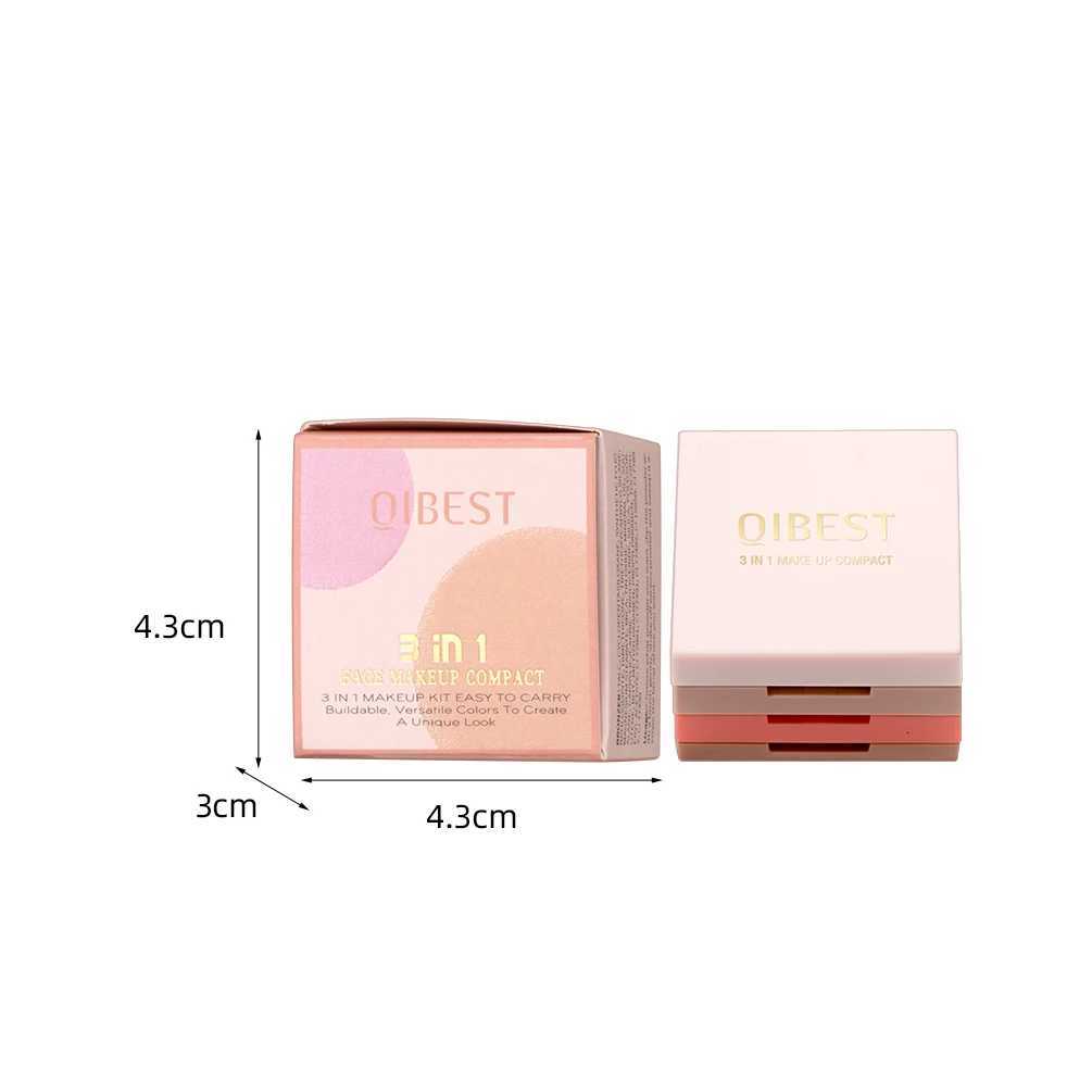 QIBEST 3 In 1 Contouring Highlight B Compact Contour Bronzer Highlighter Powder Palette Long-Lasting Face Makeup W250722