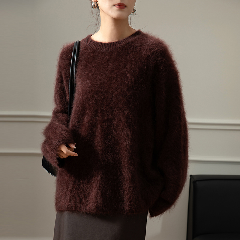 Autumn and winter new round neck pullover warm sweater 100% cashmere loose lazy wind cashmere sweater female hot-sale products