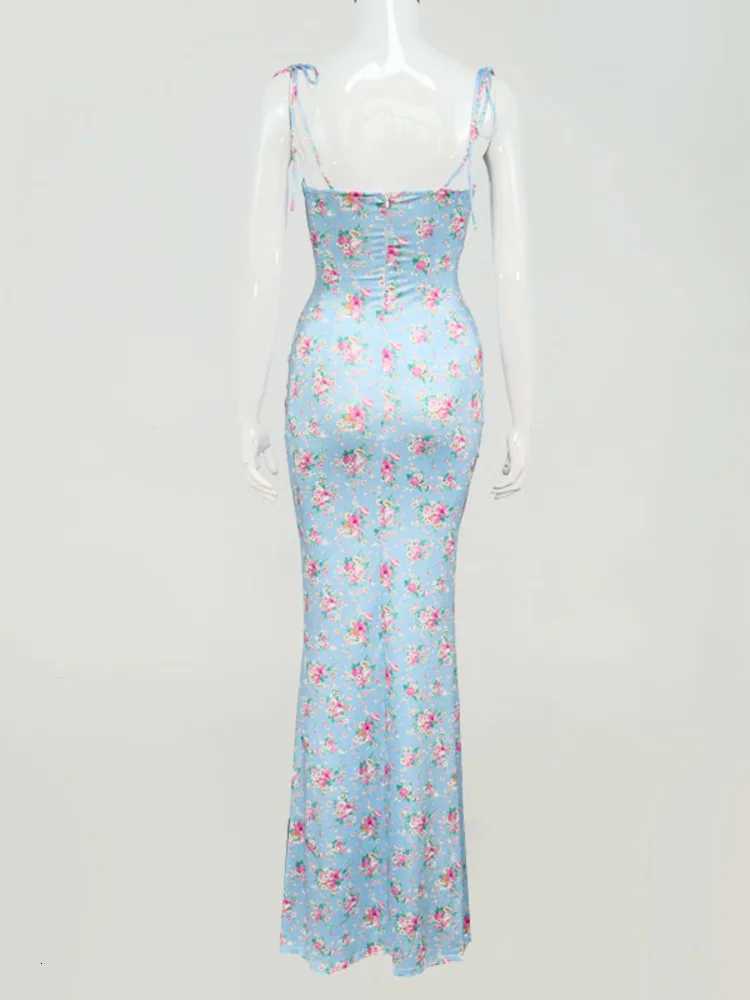 Josiaoprah Sexy V-Neck Long Maxi Dress Ele Vintage Floral Printed Party Dress Spring Summer Holiday Style Dresses Vestido XJ250722