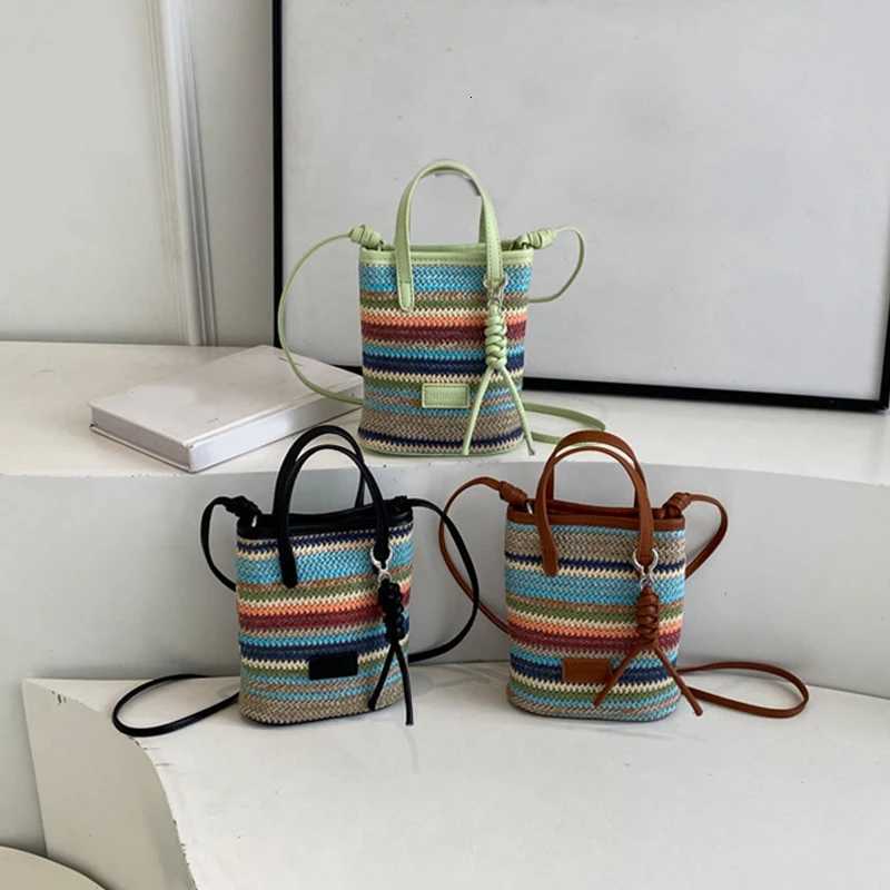 Mini Striped Str Crossbody Bags for Women Summer Shoulder Bags Handbags and Purses Weave Beach Bag Y250722