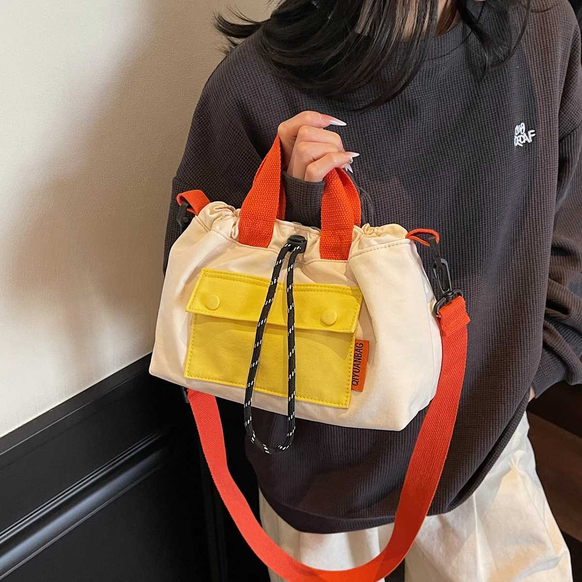100% Cotton Unisex Messenger Bag Outdoor Functional Shoulder Bag Commuter Shoulder Bag Storage Bag Fem Contrast Backpack Y250722