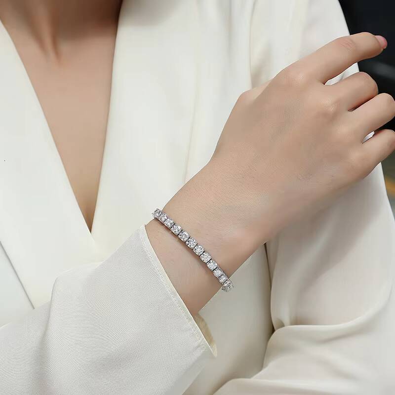 Fashion Design Hip Hop Iced Out Tennis Chain 925 Silver VVS Moissanite Bracelet for Man Woman Gemston 5mmTennis Chain Bracelet