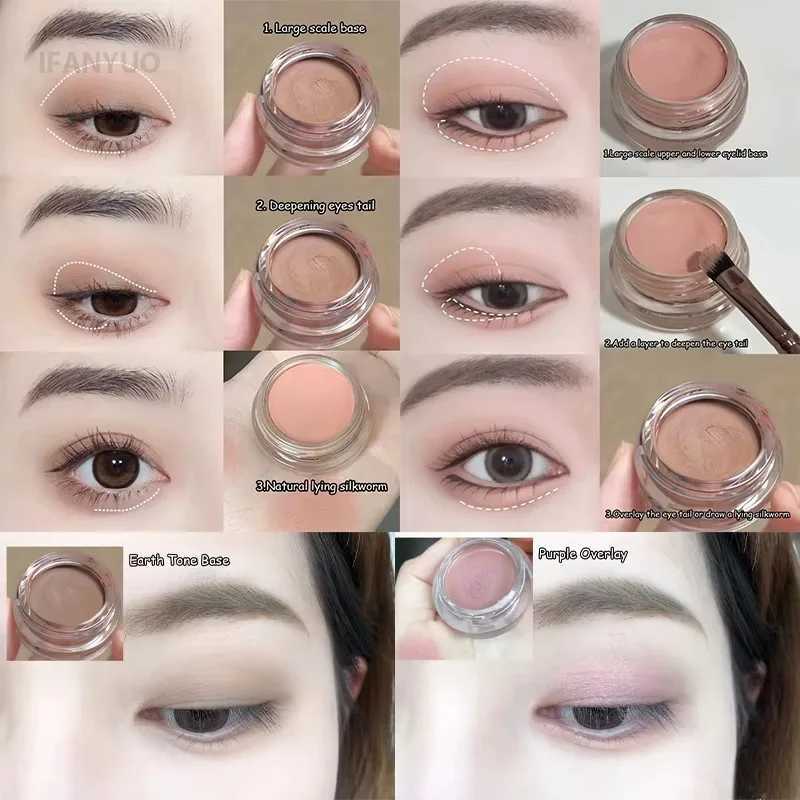 Matte Nude Eyeshadow Cream Silky Waterproof Soft Eye Shadow Pigment Primer Pink Brown Long-lasting Monochrome Peach Eye Shadow W250722