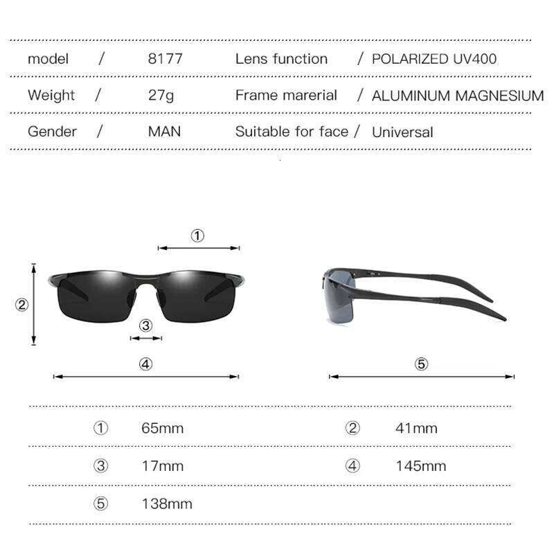 TAG Hezekiah Men Sunglasses Aluminum Magnesium Polarized UV400 Lens Rimless Driving Fishing Sun Glasses Sports Eyewear Male 8711