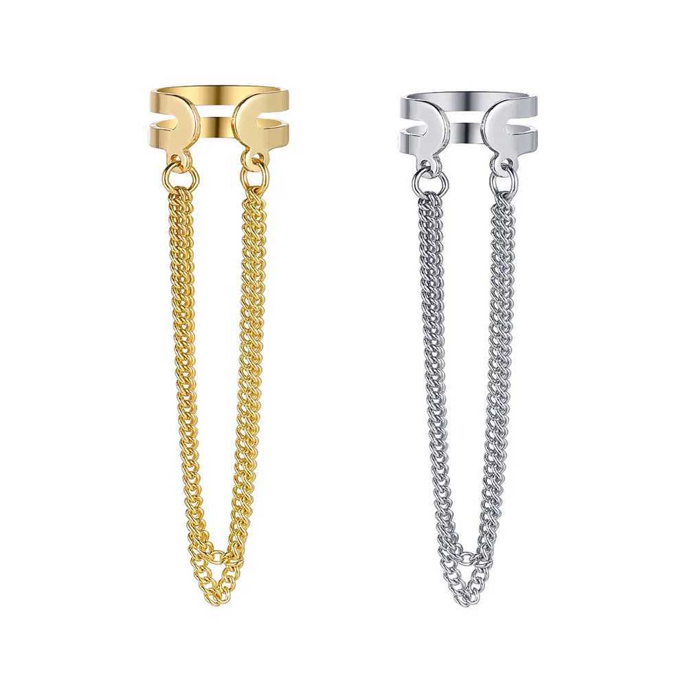 Silver Color Long Tassel Ear Cuff Multilayer No Piercing Hook Clip Earrings for Women Simple Temperament Jewelry Gift XJ250722