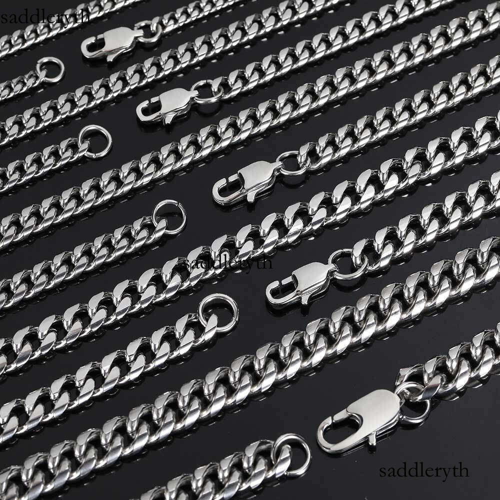 Miami Cuban Link Chain For Men Punk Gold Chains Stainless Steel Choker Necklace Hip Hop Jewelry Gift 5mm 16-30 inch