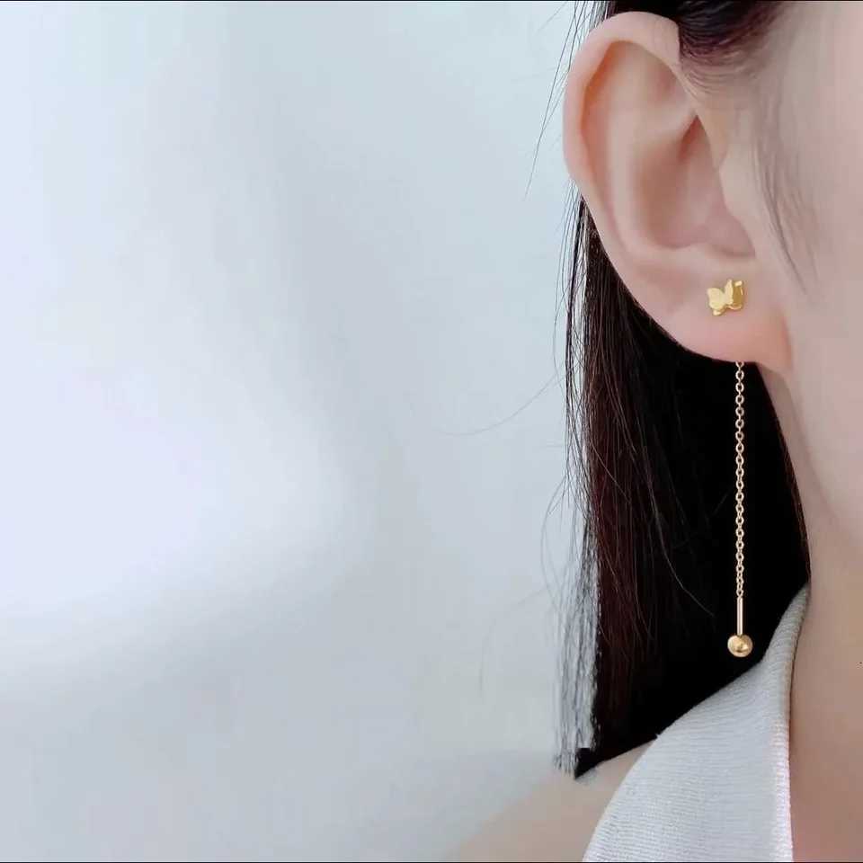 Stylish Cute Heart Butterfly Stainless Steel Gold Plated Non-Fade Long Drop Earrings Ear Wire Ladies Women Gift Fashion Jewelry XJ250722