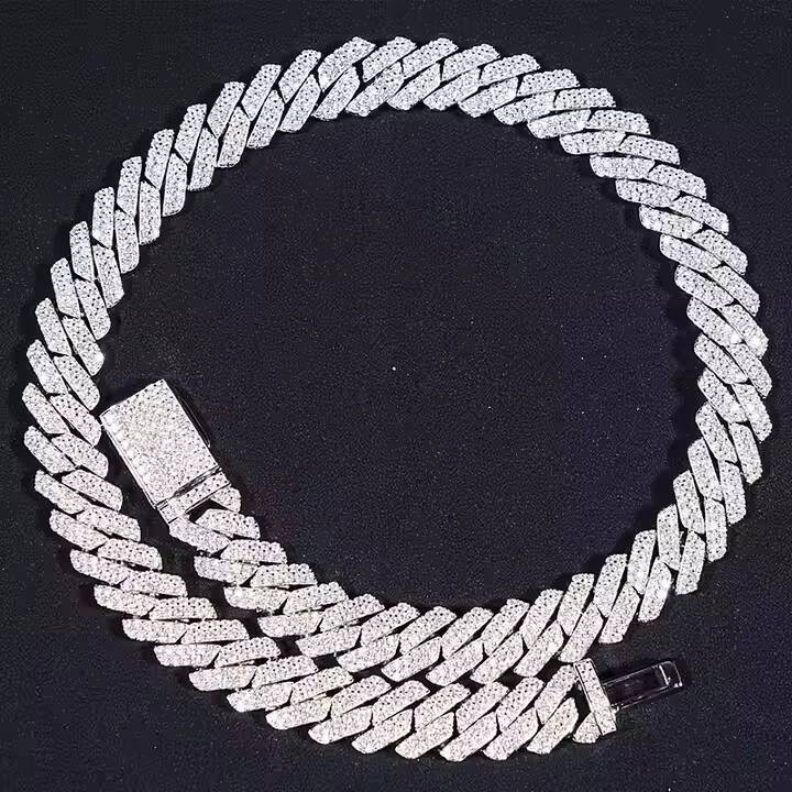 SICGEM INT Wholesale Price Hip-Hop 925 Silver and Moissanite Necklace Punk Necklace Cuban Chain Ultra Thick Chain