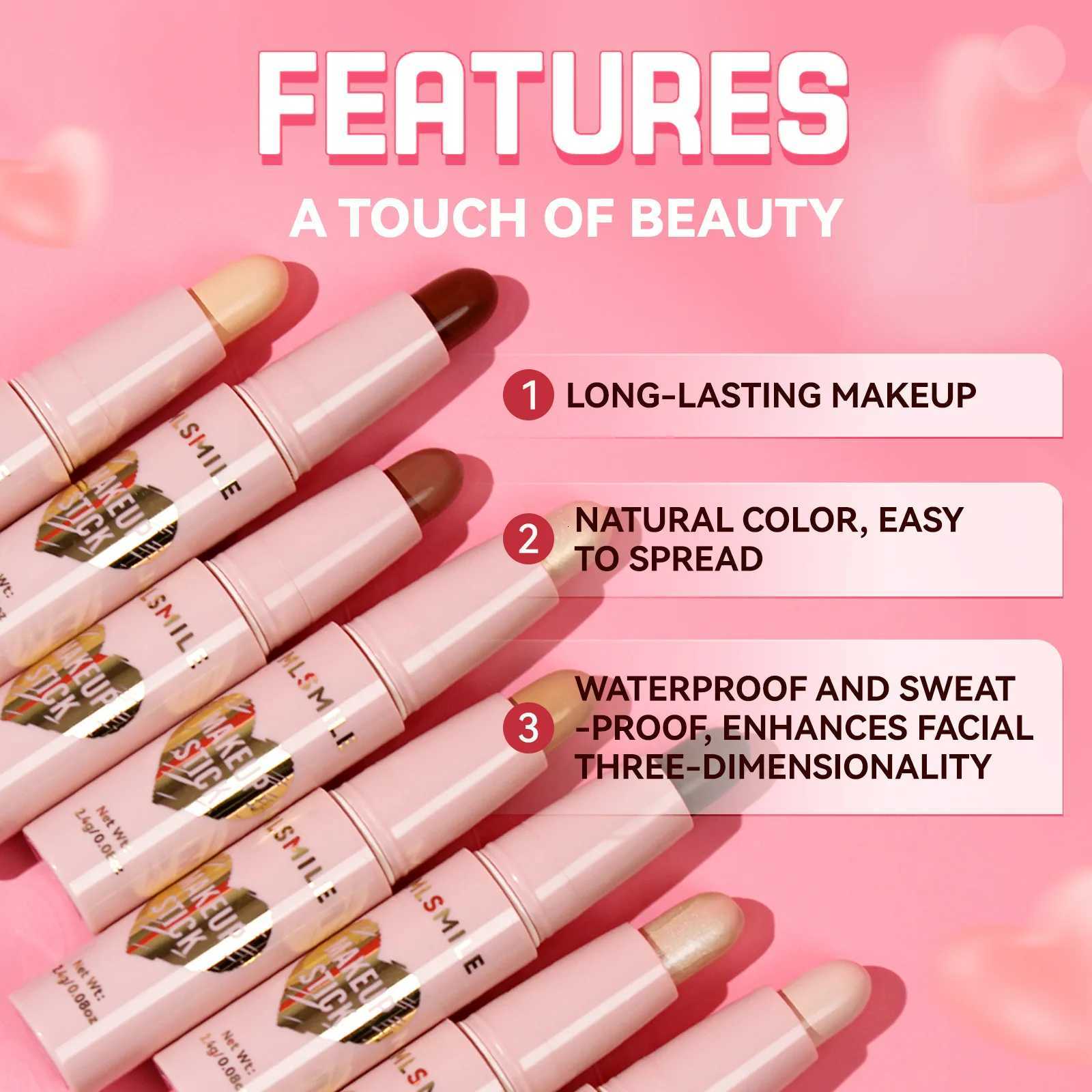 MLSMILE 8 Color High Gloss l Contouring Stick Face Brightening Sleeper Silkworm Pen Three-Dimensional Face Contour Shadow W250722