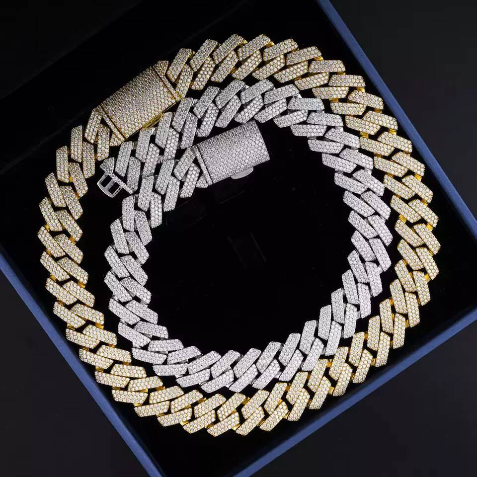 Hip Hop 925 Silver Iced Chain VVS Moissanite 18K Gold Plated Jewelry Fine Fashion Cuban Necklaces Ready to Ship