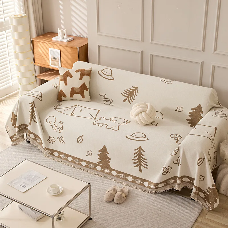 VIKAMA Four Seasons Universal Non-Slip Sofa Towel Geometric Jacquard Living Room Sofa Bedroom Sofa Towel Ins Wind Home Match