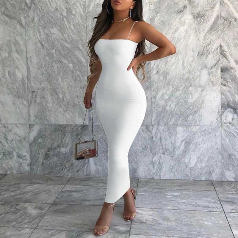 Summer Black Sexy Dress Women Streetwear Sleeveless Backless Solid Spaghetti Strap Bodycon Casual Clubwear Ele Party Dresses XJ250722