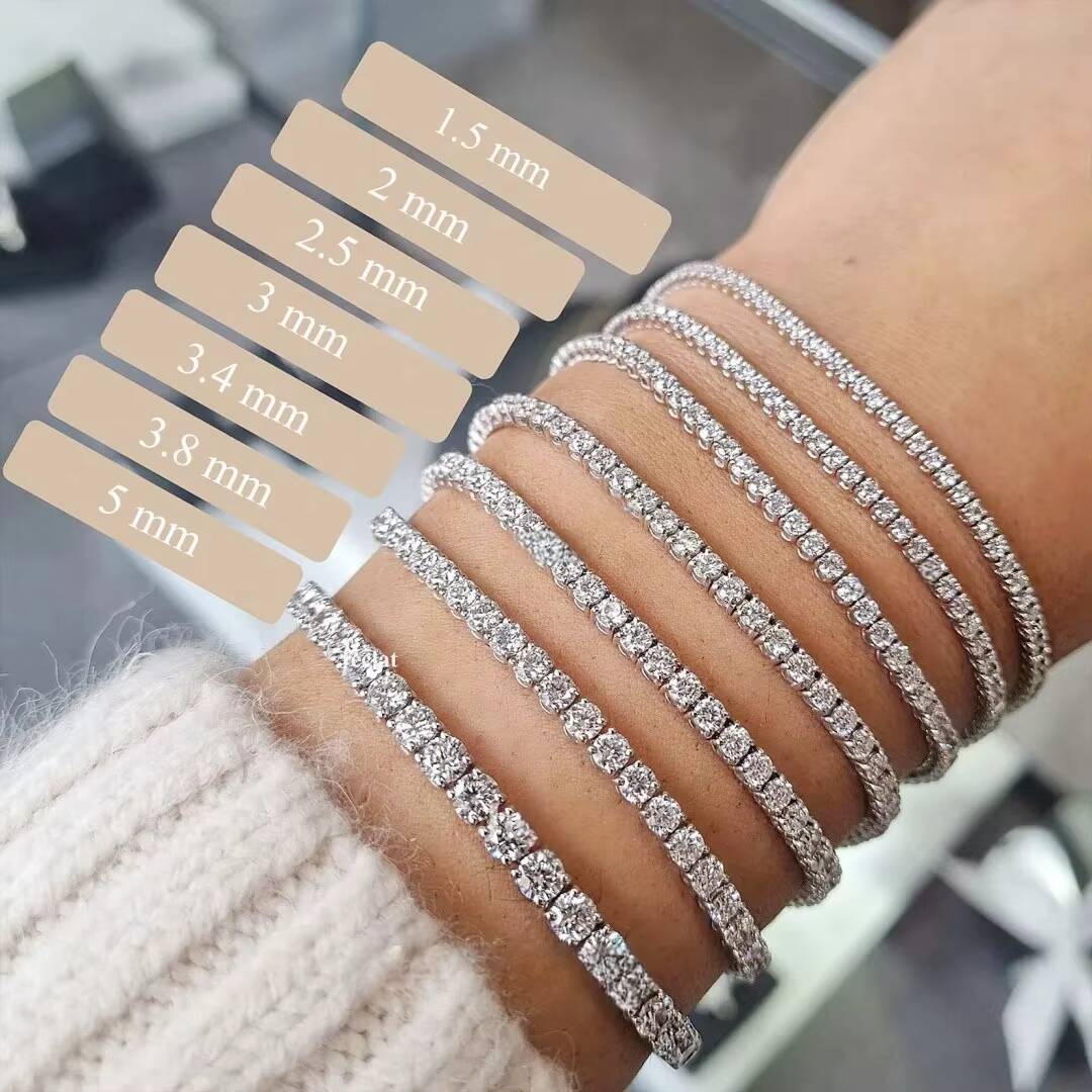 Factory Wholesale S925 Sterling Silver Tennis Chain Bracelet Necklace 2mm 3mm 4mm 5mm 6mm VVS Moissanite Tennis Chain
