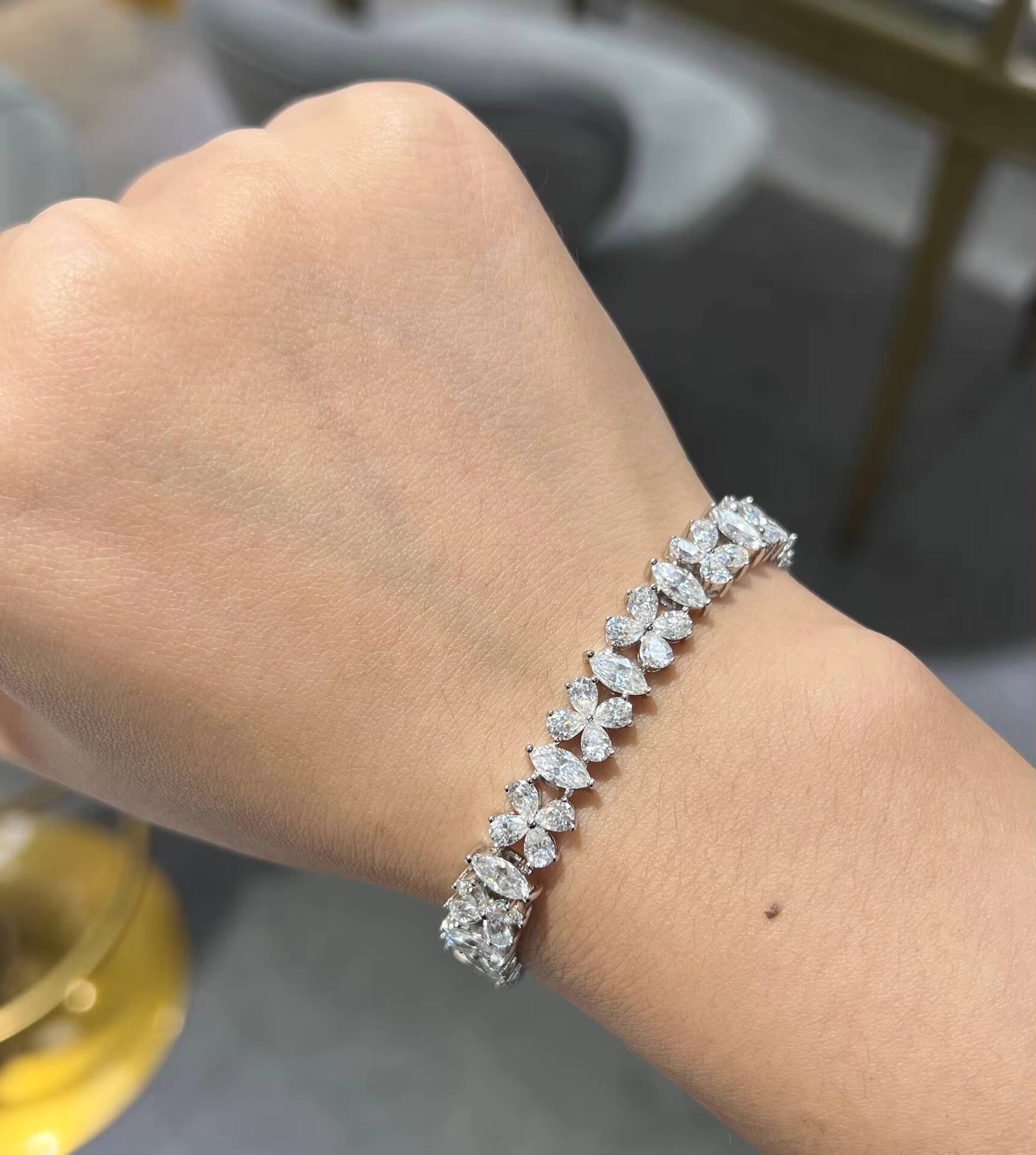 Ruizuan Luxury Jewelry Men Women Moissanite Sliver 925 Bracelet Diamond Jewelry Hand