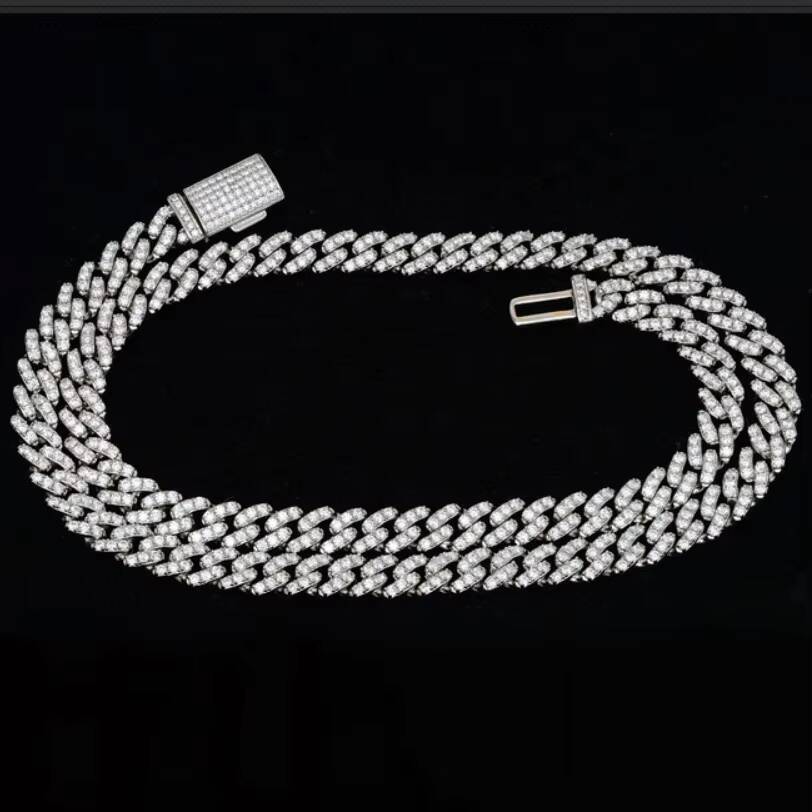 Hip Hop 925 Silver Iced Chain VVS Moissanite 18K Gold Plated Jewelry Fine Fashion Cuban Necklaces Ready to Ship