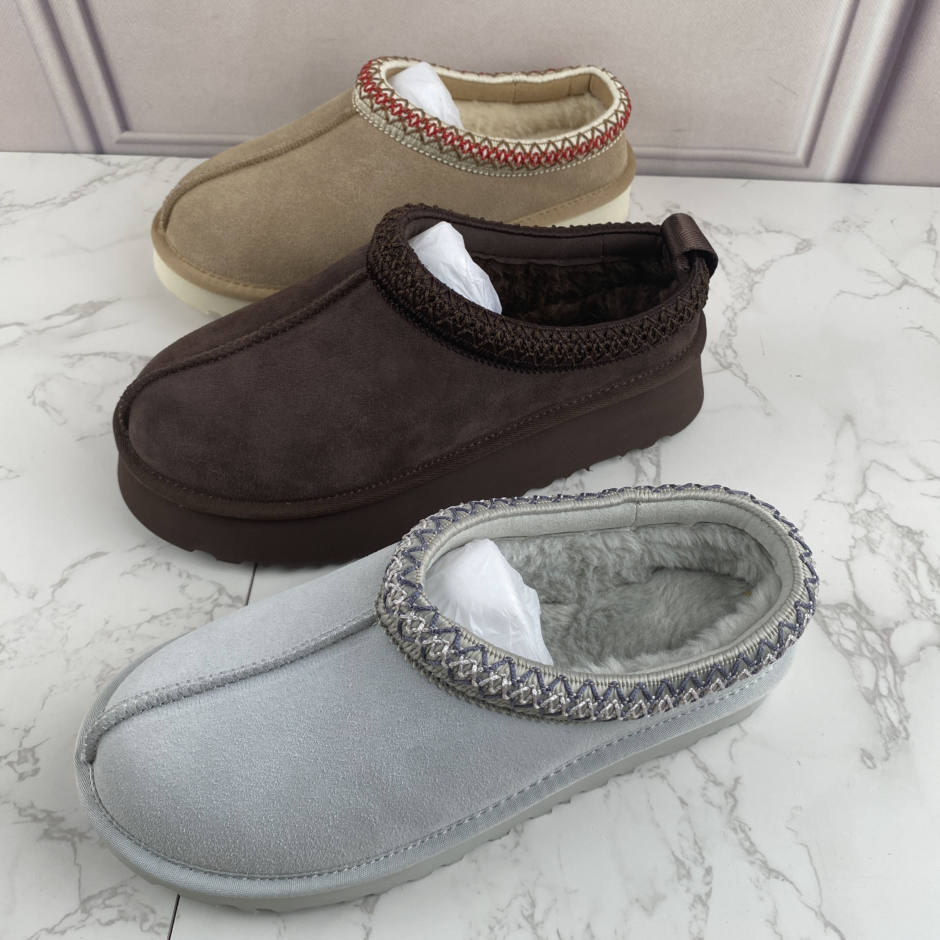 Designer Tazz Slippers Women's Tasman Mini Solid Color Chestnut Brown Thick Soled Boots Women's Shoes Winter Ankle Cotton Shoes