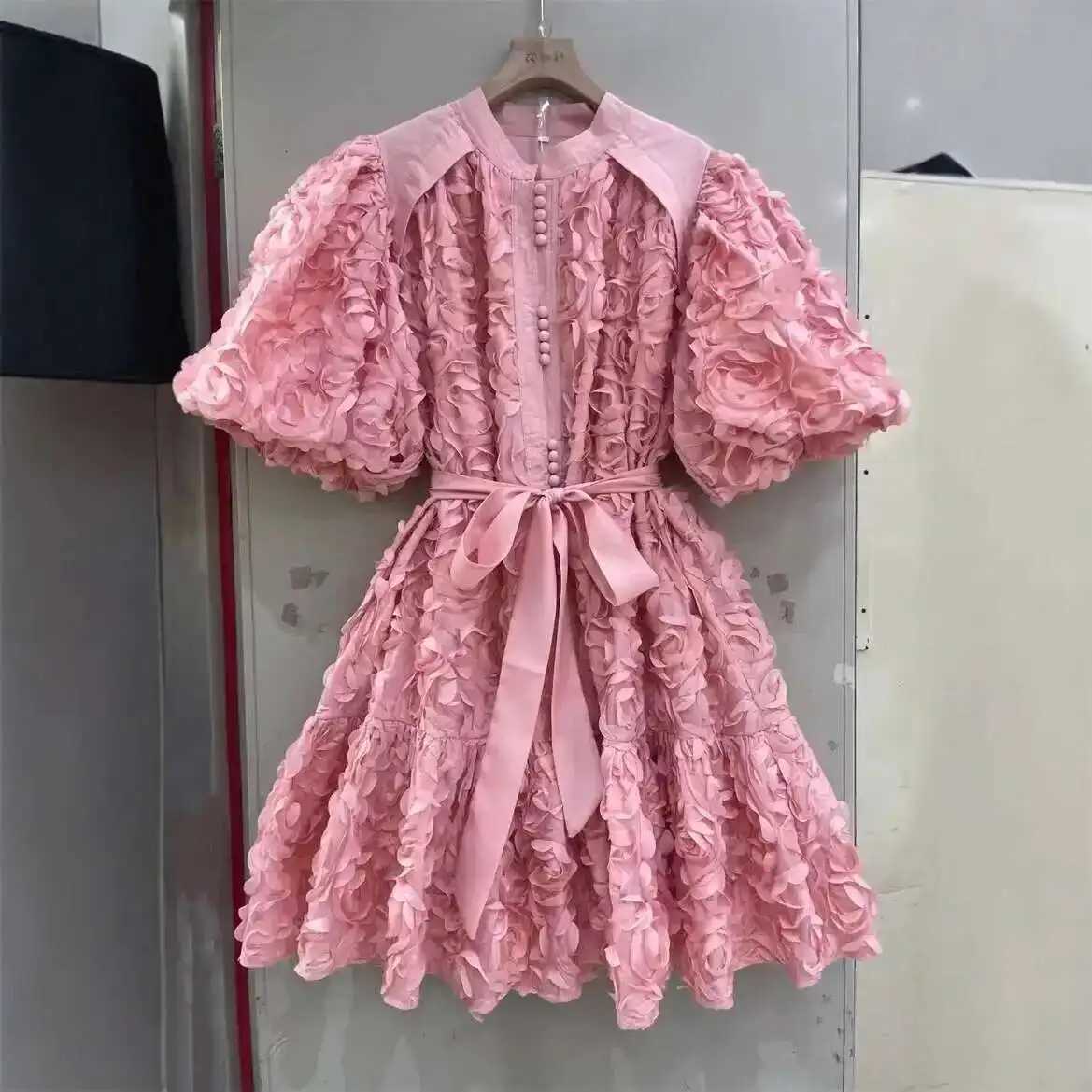 3D Flower Evening Dresses for Women Summer Holiday Bubble Sve Party Prom Dress Formal OccasionXJ250722