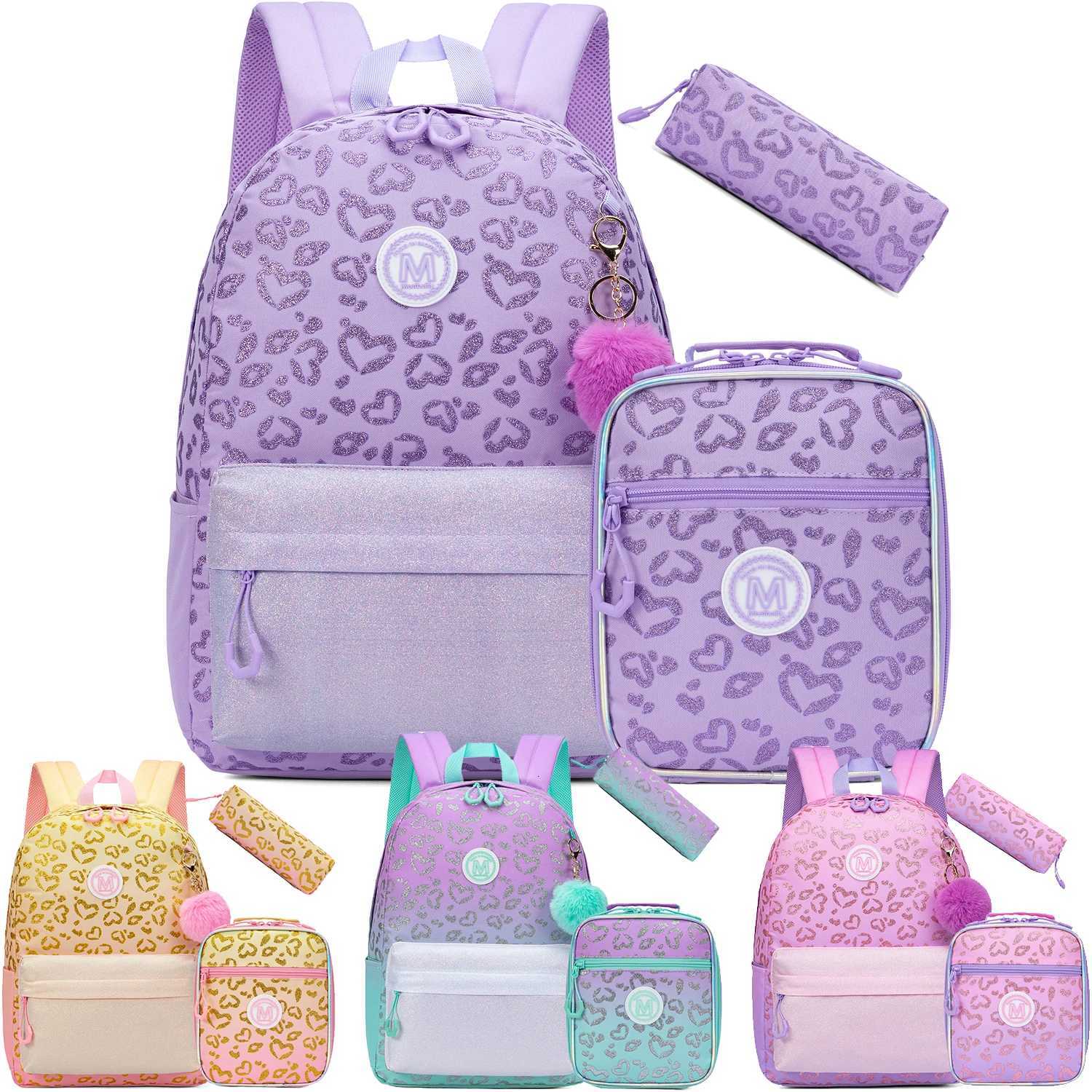 Tsute Sequin Backpacks for Girls School Backpacks with Lunch Box Pencil Case for Elementary Preschool Students Ages 8-10 Kids Tr Y250722