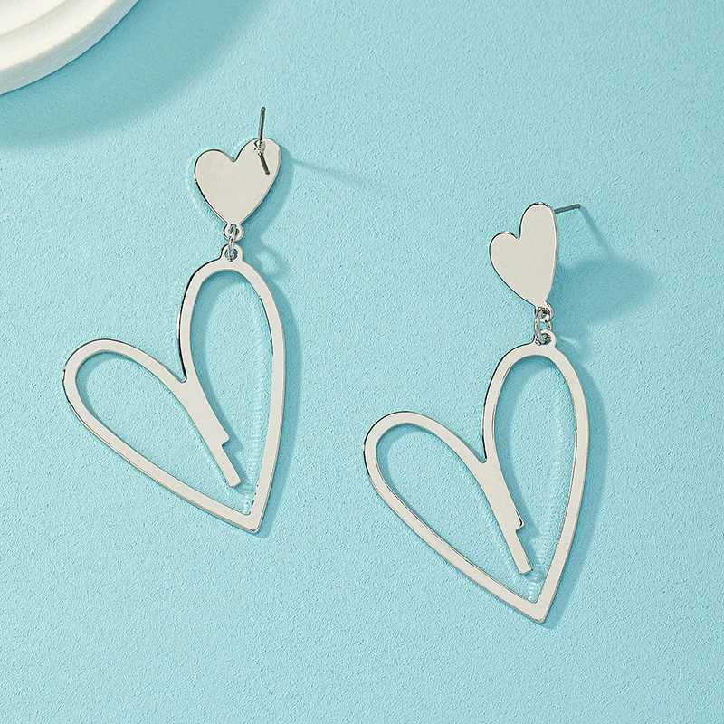 2024 New Trend Heart Pendants Womens Hanging Earrings Double-layer Heart Dangle Earrings Bohemian Ear Jewelry XJ250722