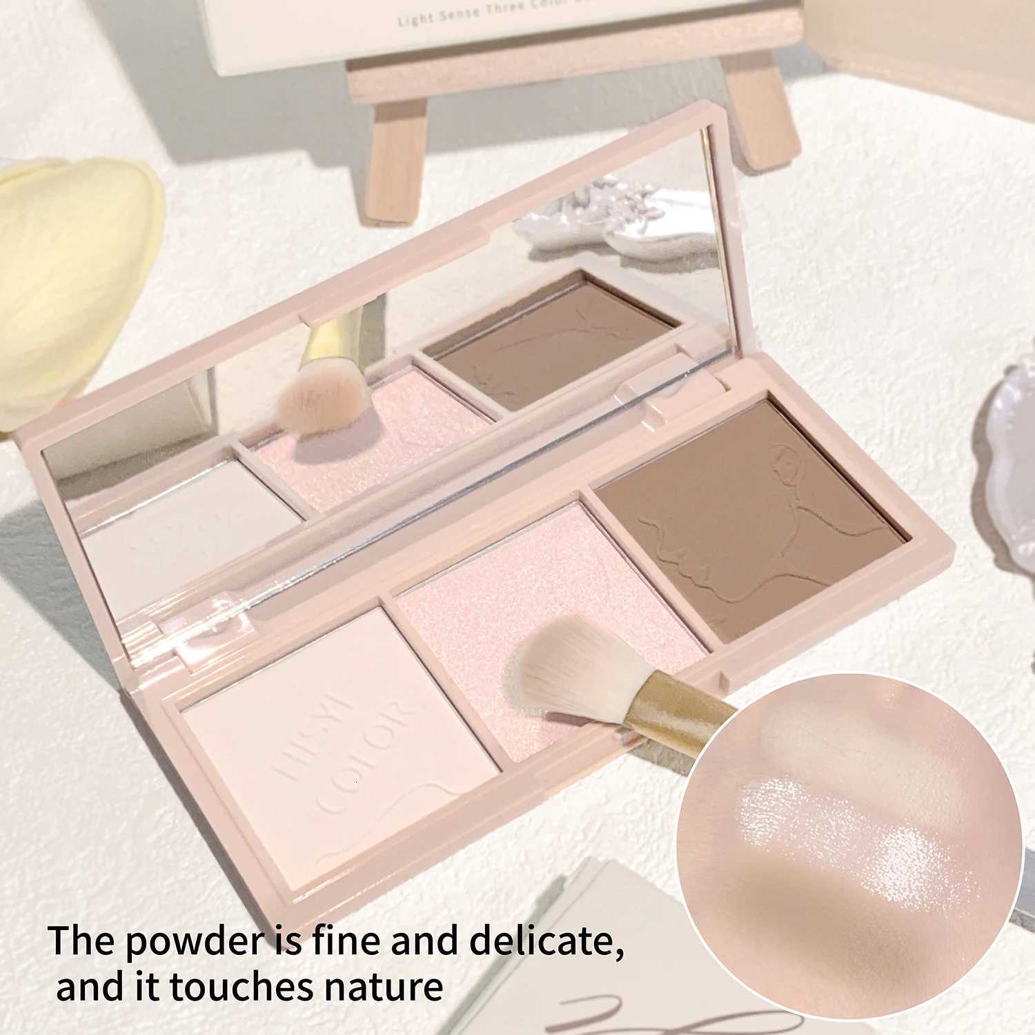 ight Sensation Three-Color Contour Powder Lescent and Matte 3D Highlight and Shadow Powder All-in-One Palette W250722