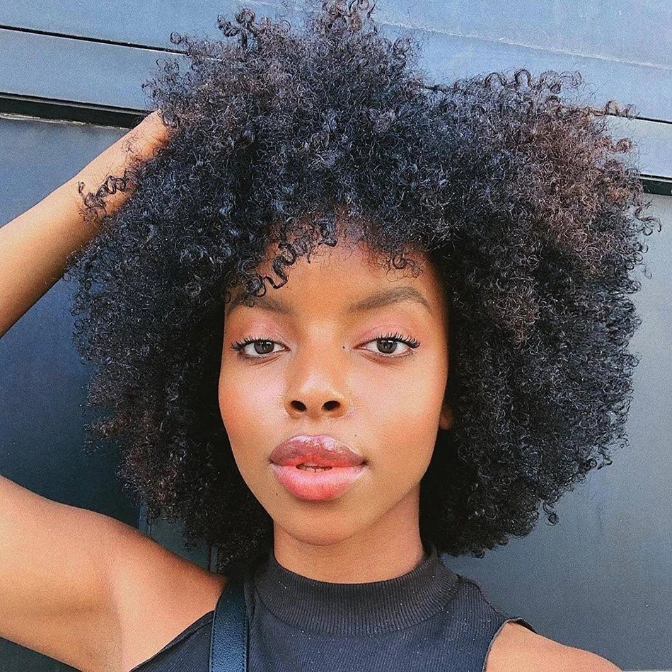 Afro Kinky Curly Wig Human Hair Short Wigs For Woman Human Hair Natural 4B 4C Brazilian Hair Wigs Full Synthetic Lace Front Wig
