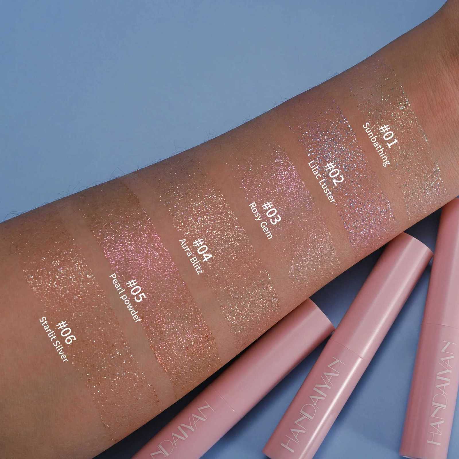 Jelly Eyeshadow Highlight Stick Glitter Shimmer Long-Lasting High Pigment for Valentines Day Party Beach Travel Holiday Makeup W250722