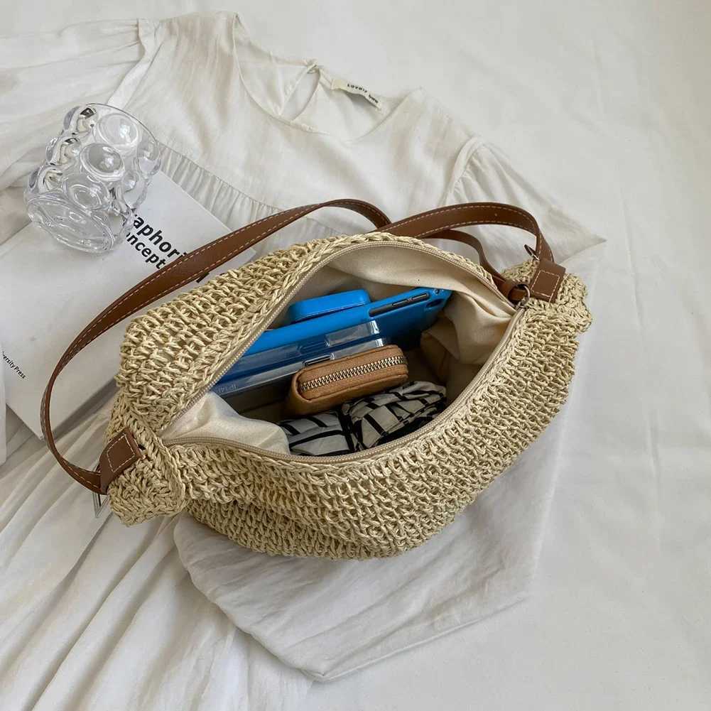 Paper Rope Wen Hand-Woven Handbags Handmade Ladies Woven Bag Fi Casual Simple Elegant Strap Adjustable Fem Purse Y250722