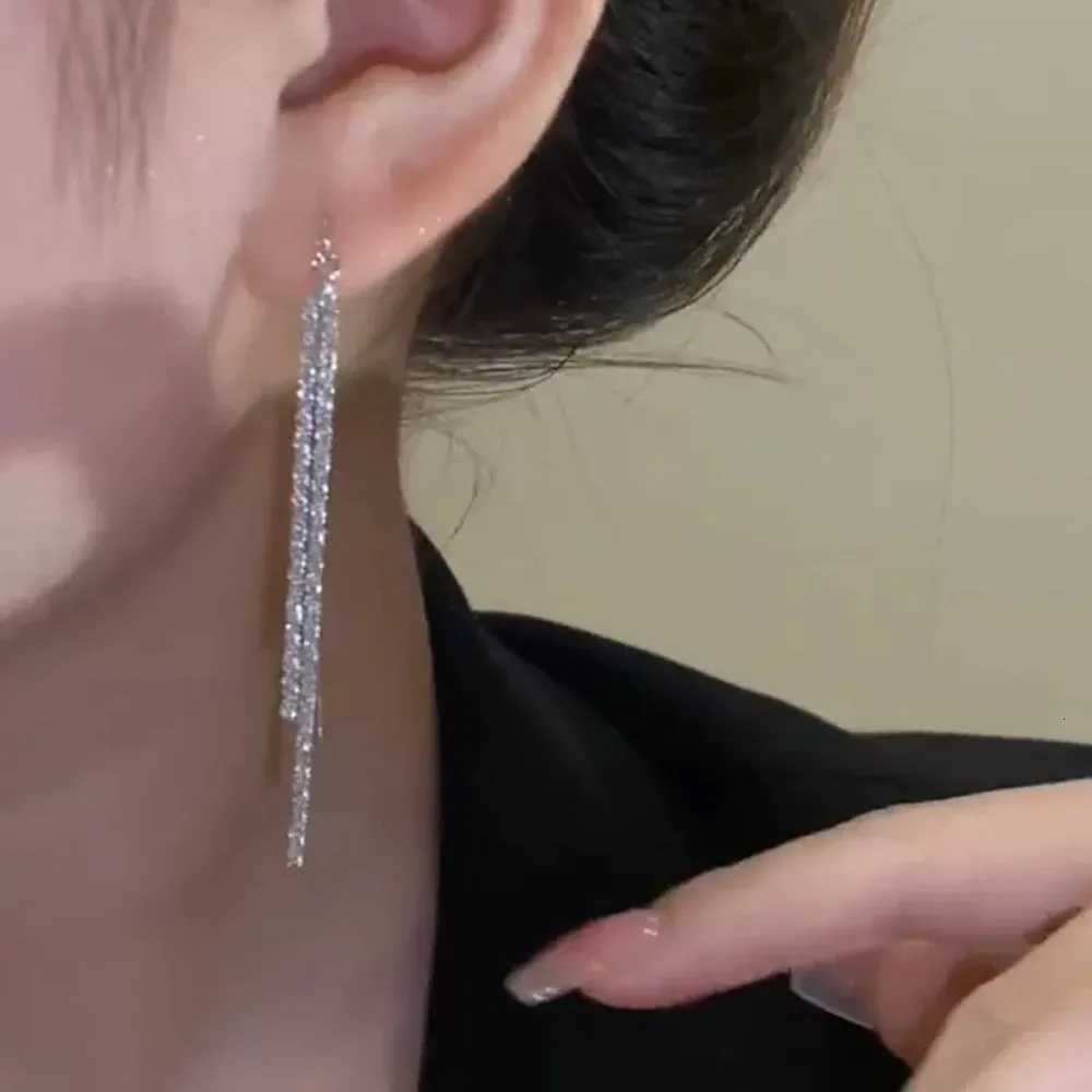 Classic Fashion Long Tassels Shiny Silver Color Drop Dangle Earrings for Women Luxury Wedding Bride Korea Earring Jewelry Gifts XJ250722