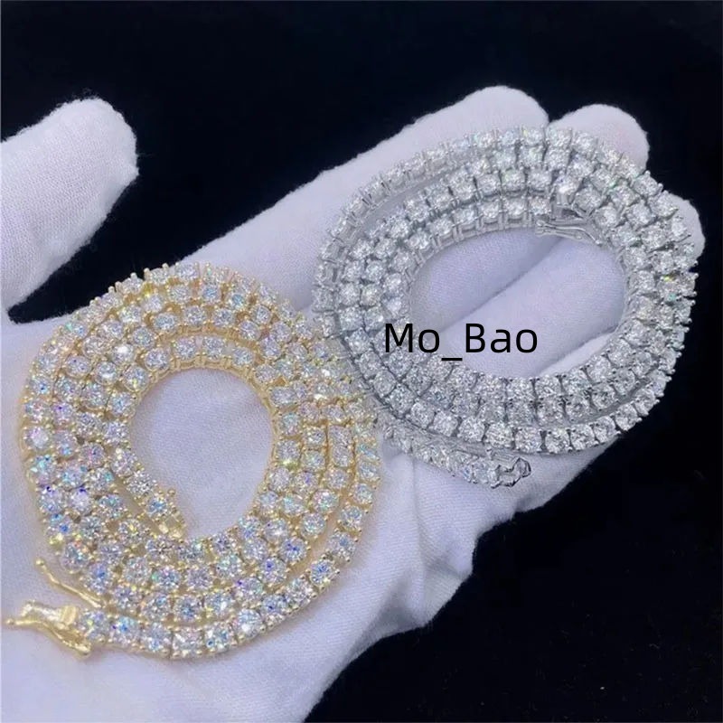 Customized Premium Quality Hip Hop Diamond Chain Iced Out 14K White Gold VVS Moissanite Tennis Chain Pass Diamond Tester Luxury