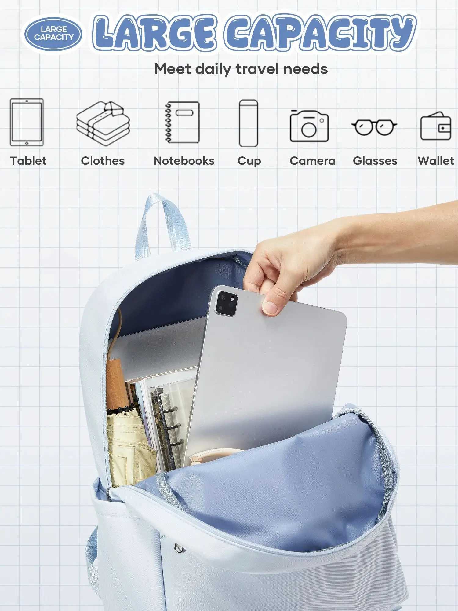 15.6in Laptop Backpack for Teen Girls Cute Bookbag Ahetic for Middle College School Big Student College Wen Y250722
