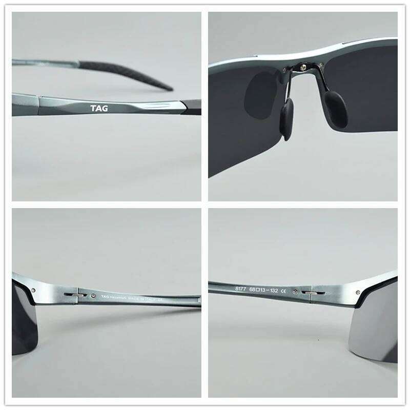 TAG Hezekiah Men Sunglasses Aluminum Magnesium Polarized UV400 Lens Rimless Driving Fishing Sun Glasses Sports Eyewear Male 8711