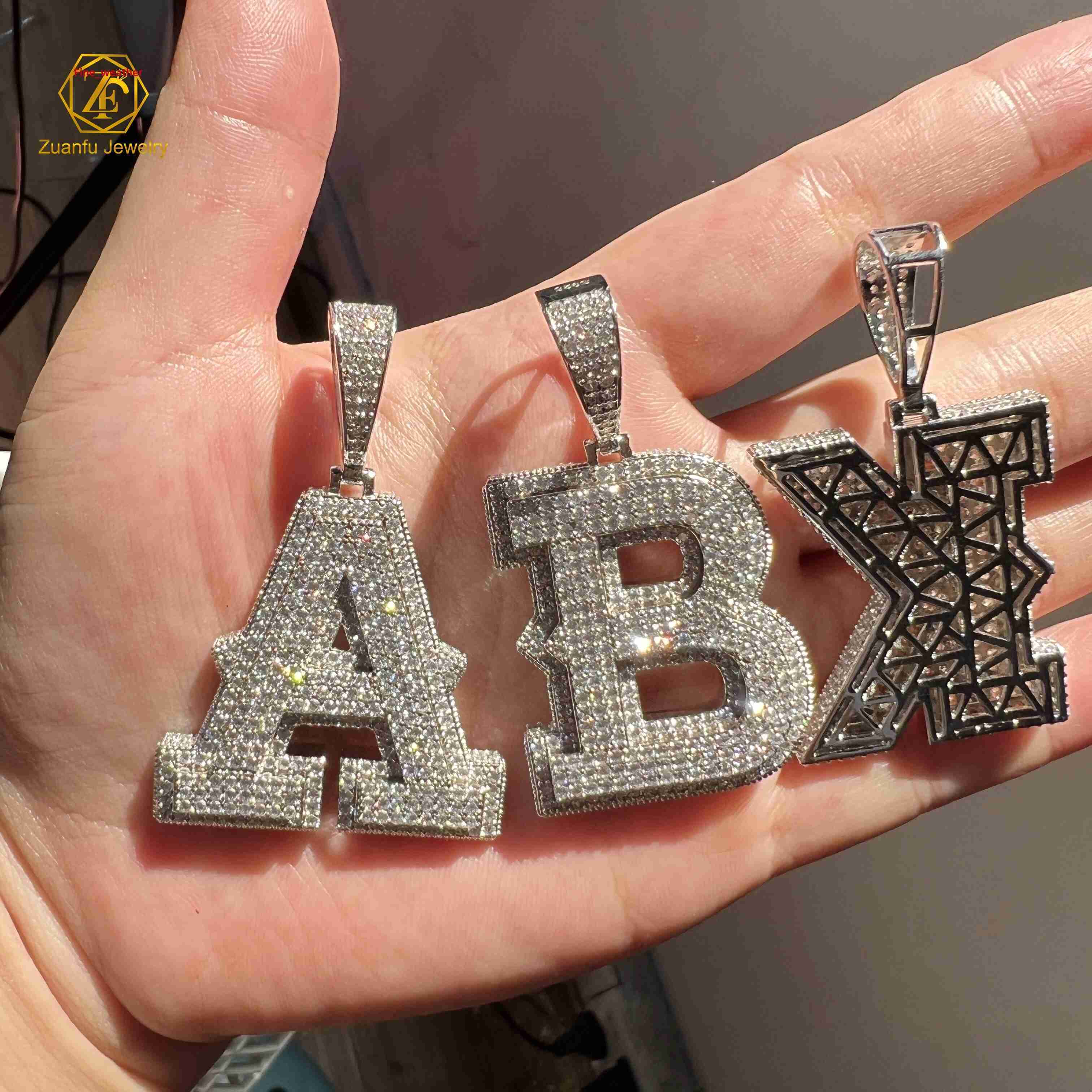 Custom Hip Hop Jewelry Pendant Pass Diamond Tester Iced Out VVS Moissanite Letter Pendant 925 Silver Men Necklace Pendant