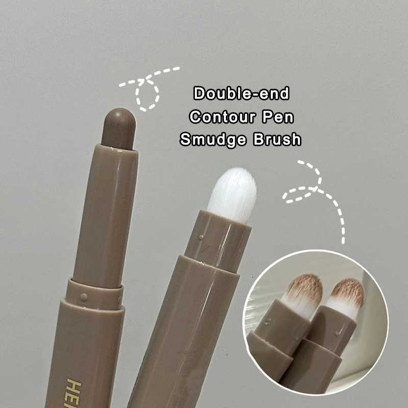 Double Head Contouring Pen Matte Three-Dimensional Brightening Nose Shadow Corrector with Smudge Brush Shading Stick Cosmetics W250722