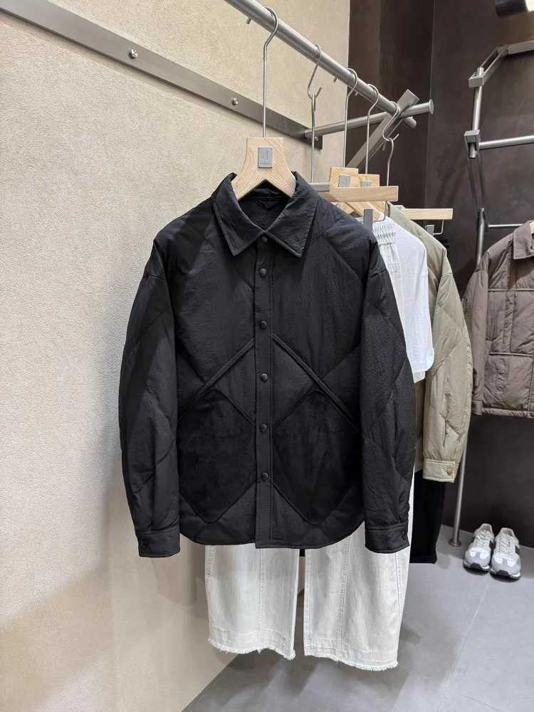 Winter Mens Down Coat Thin Style Loose Fit Spliced Casual Outerwear Single Breasted Fashion Turndown Collar Warm Jacket Men W250722