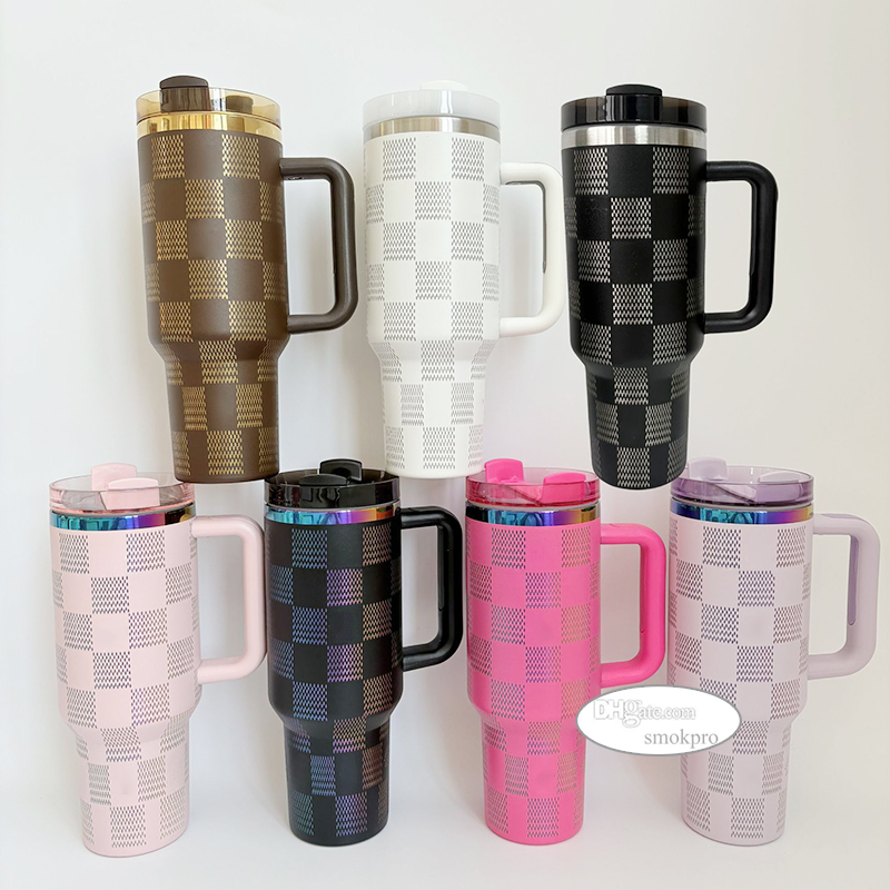 No Tariff - 40 oz Luxury Designer Tumbler With Handle 40oz H2.0 Brown Car Cup With Lid