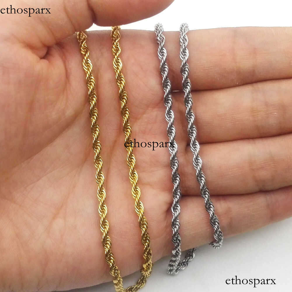 Best Selling 18K Gold Plated 316L Stainless Steel Rope Chain Necklace European Punk Titanium Steel Link Chain Rope Necklace