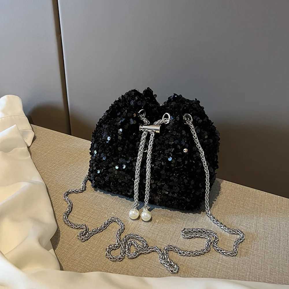 Good-looking Personality Sequin Wens New Korean Bucket Bag Bright E Style Fi Crossbody Dinner Single Shoulder Bags Y250722