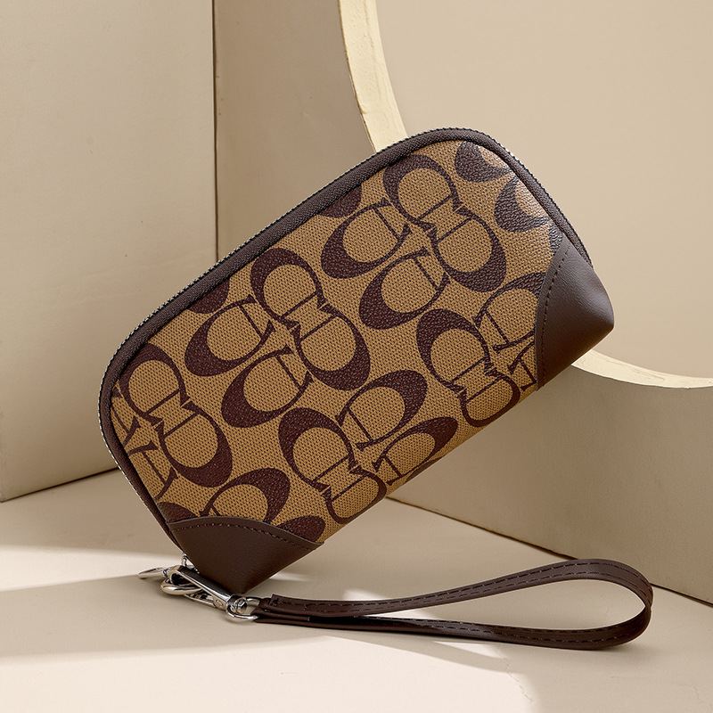2025 Double Zipper Vintage Print Long Wallet for Women - Slim Coin Purse Organizer with Retro Pattern Design