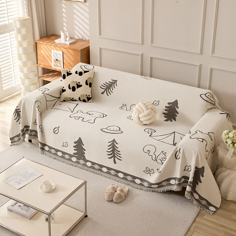 VIKAMA Four Seasons Universal Non-Slip Sofa Towel Geometric Jacquard Living Room Sofa Bedroom Sofa Towel Ins Wind Home Match