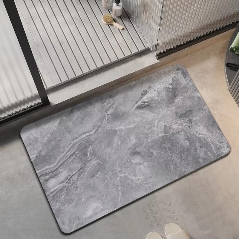 Non-Slip Dark Grey Rubber Bath Mat Quick Dry Absorbent Bathroom Rug for Shower Floor (40*60cm)