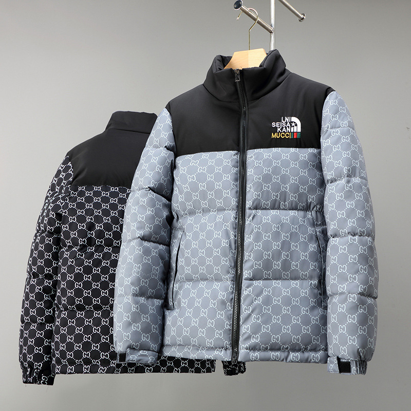 hot Free Shipping Designer Winter Warmth Cotton Coat with Loose Hoodie and Casual Thick Design Trendy Mens Jacket in Black and Gray