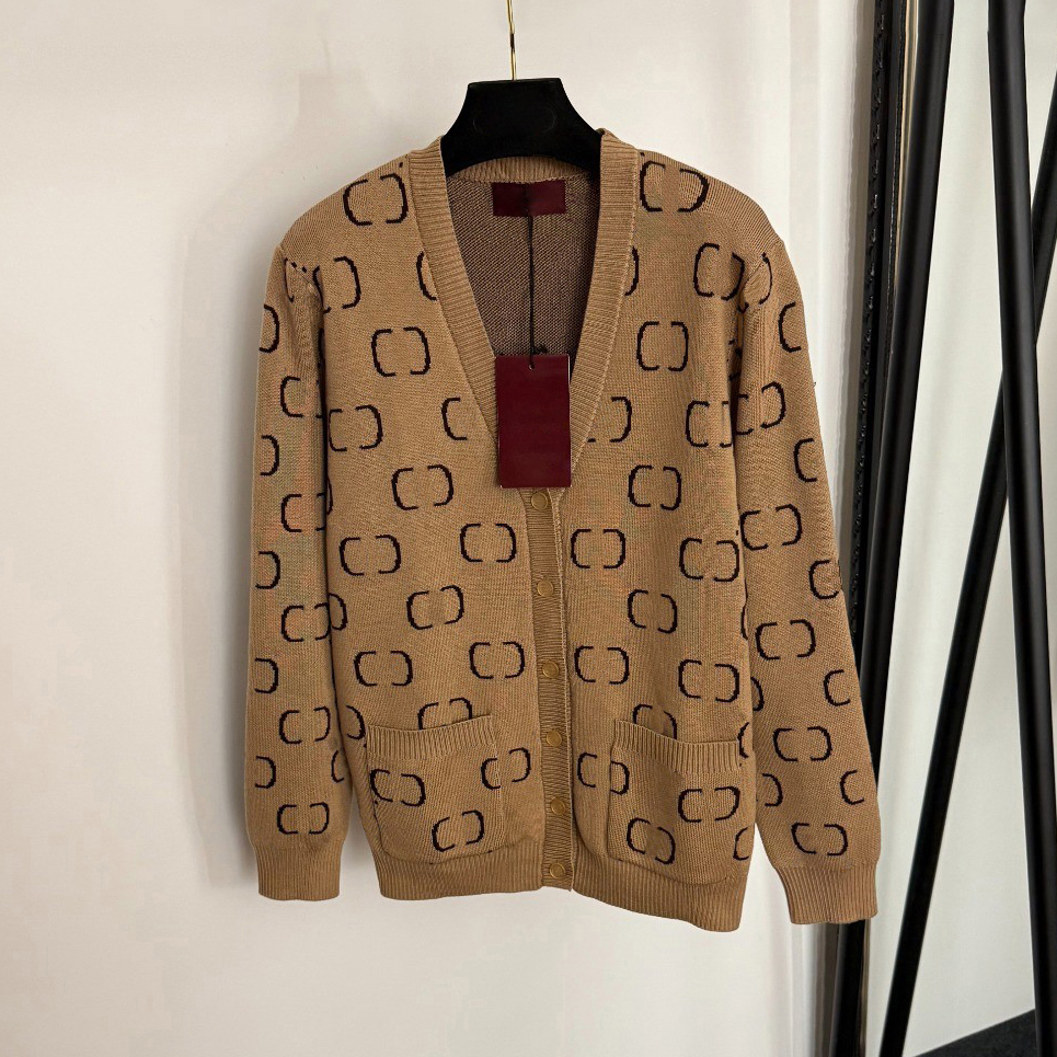 High quality designer women's top, women's knitted sweater, contrasting color knitted cardigan, classic and fashionable women's outerwear