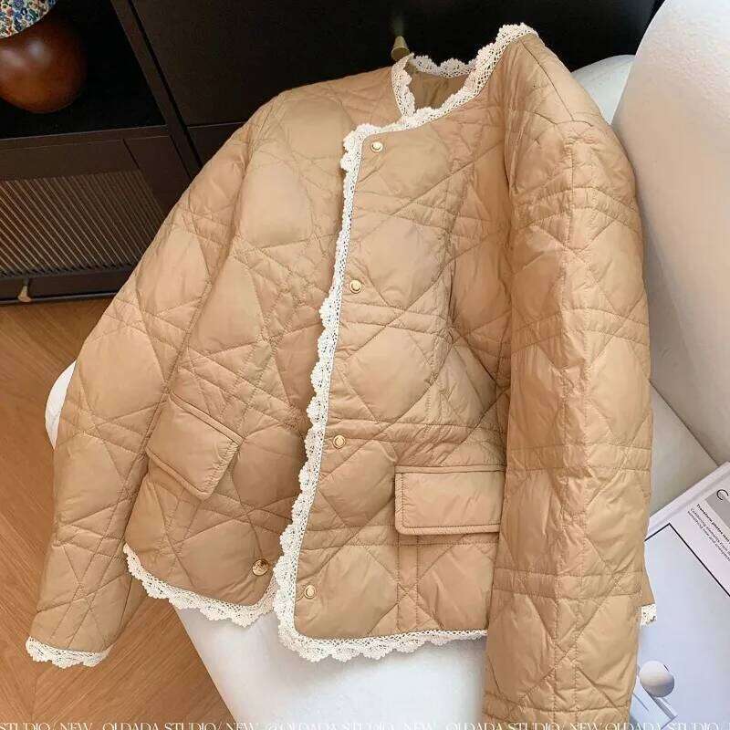 hoodie Light Coffee Color Fragrance Girl Cotton-padded Women New Short Style Small Man Fashion Winter Clothes jacket