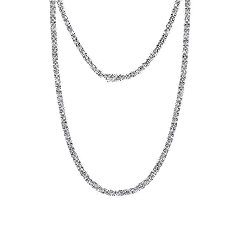 Silver 925 Original Round Brilliant Cut Diamond Test Past 2-6.5mm D Color Moissanite Tennis Necklace for Wedding Fine Jewelry