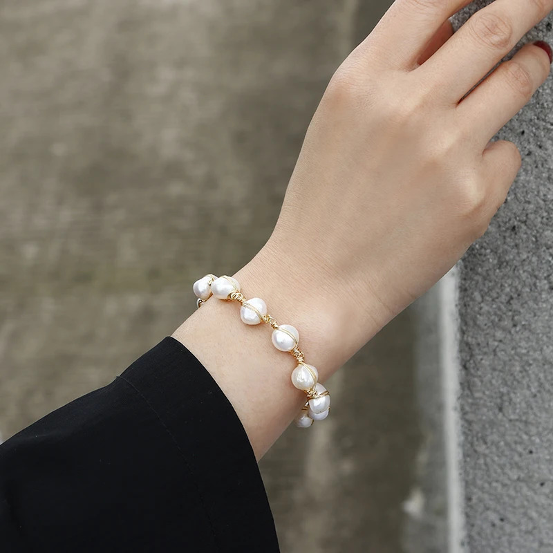 Original Handmade 14K Gold Filled Baroque Natural Freshwater Pearl Ladies Bracelet Promotion Jewelry For Women Birthday Gift 250717