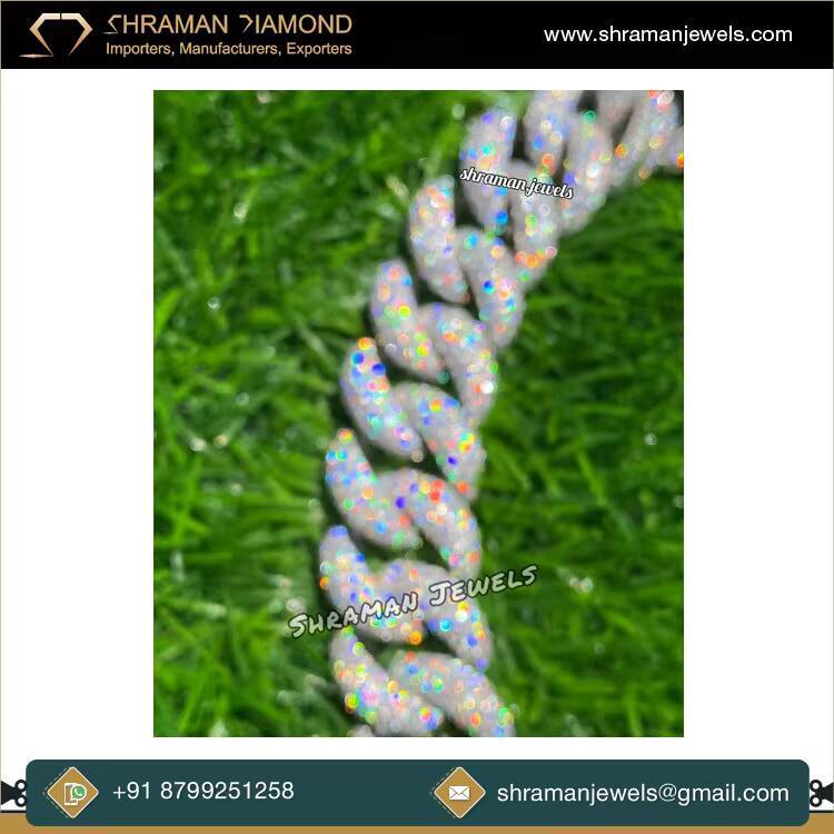 20 MM 22 Inch Elegant Design Fine Jewelry Moissanite Diamond Cuban Chain Premium Quality White Gold Plated 925 Sterling Silver